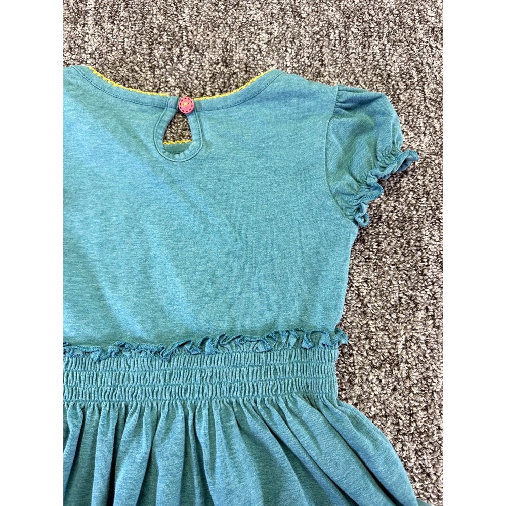 Matilda Jane Dress Girls 4 Teal Green Cotton Smocked Waist Ruffle Keyhole Back - Picture 15 of 16